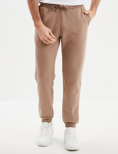 Pantalon jogging droit molleton taupe homme