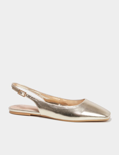 Ballerines slingback bouts carrés jaune or femme