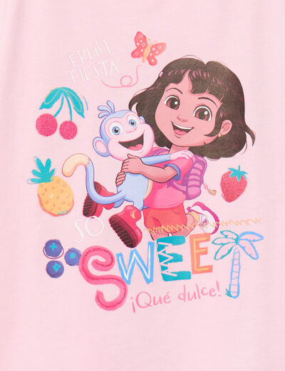 T-shirt coton Dora l'exploratrice rose fille