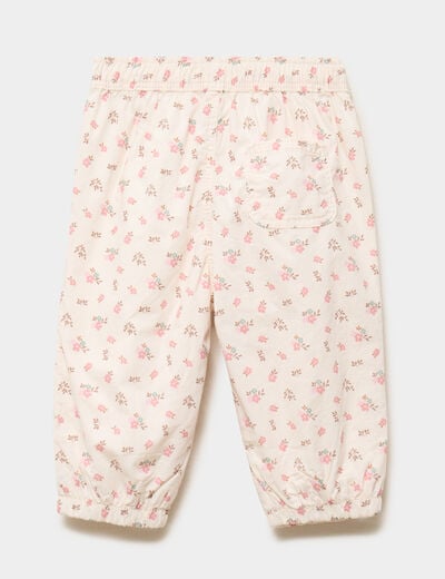 Pantalon jogger doublage coton ecru b&eacute;b&eacute; fille
