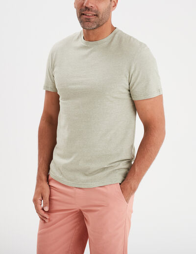 T-shirt col rond manches courtes Creeks vert kaki homme
