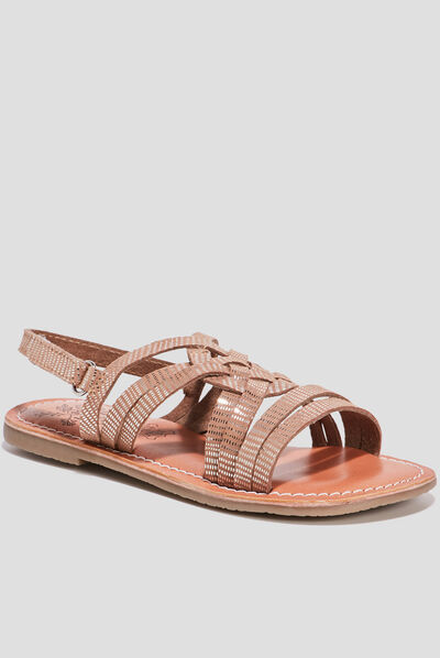 Sandales en cuir couleur bronze fille