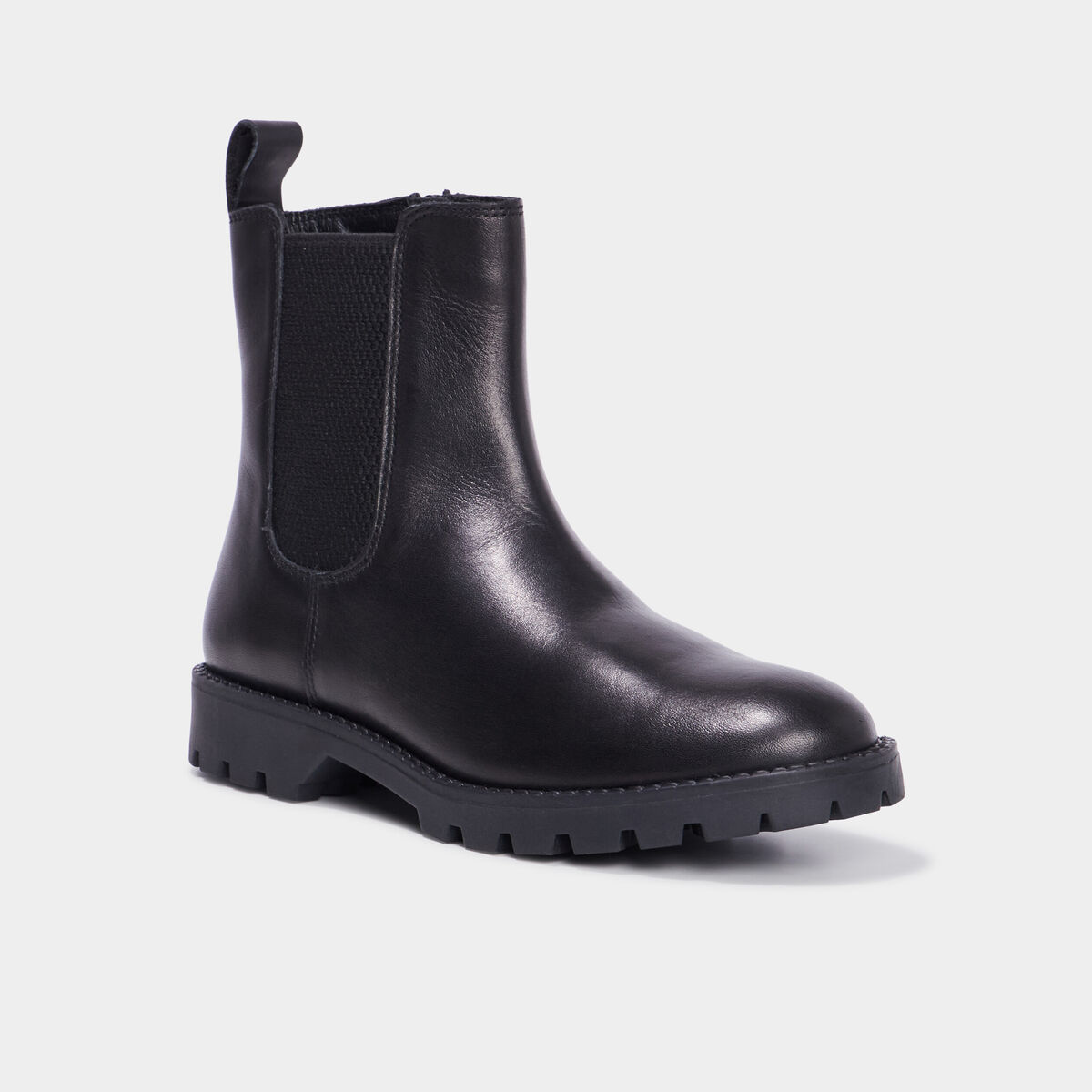Bottines chelsea en cuir noir fille