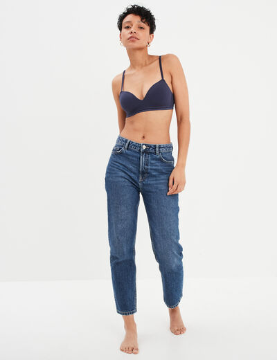 Soutien-gorge triangle paddé coton bleu marine femme