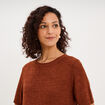Pull manches courtes col rond camel femme