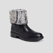 Bottines à fourrure en cuir noir fille