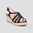 Sandales compens&eacute;es noir femme