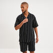 Chemise col cubain manches courtes coton noir homme