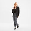 Veste blazer coupe droite col châle noir femme