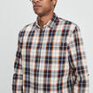 Chemise droite manches retroussées camel homme