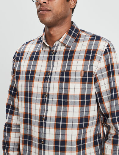 Chemise droite manches retroussées camel homme