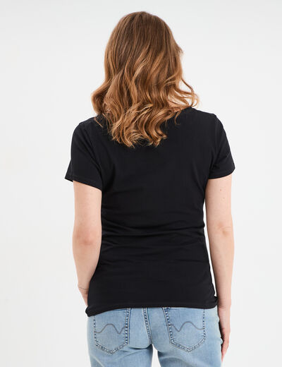 T-shirt grossesse manches courtes coton noir femme maternité