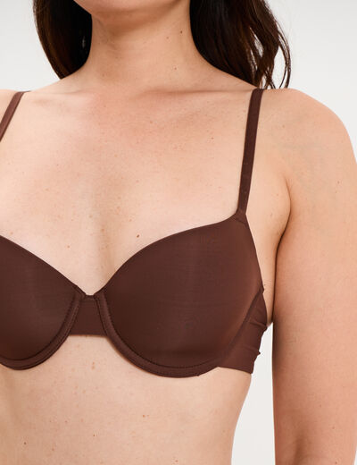Soutien-gorge corbeille microfibre marron femme