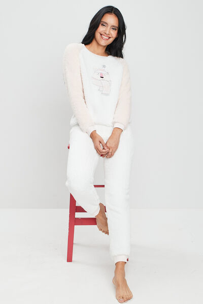 Ensemble pyjama 2 pièces rose clair femme