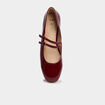 Ballerines bout carr&eacute; brides ajustables bordeaux femme