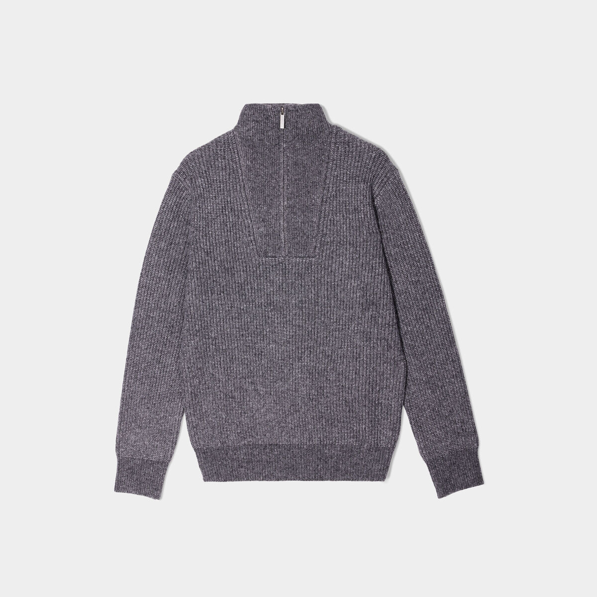 Pull avec col camionneur côtelé gris foncé homme