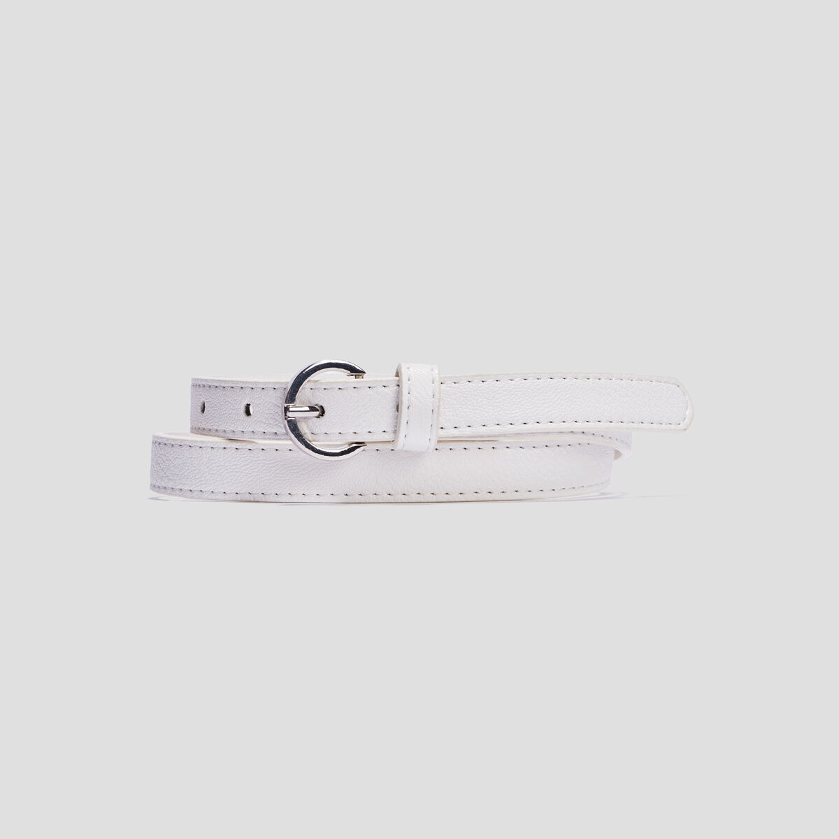 Ceinture avec boucle ronde blanc femme