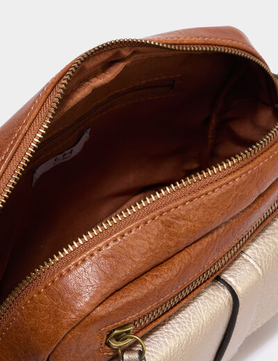 Sac en bandouli&egrave;re marron cognac femme