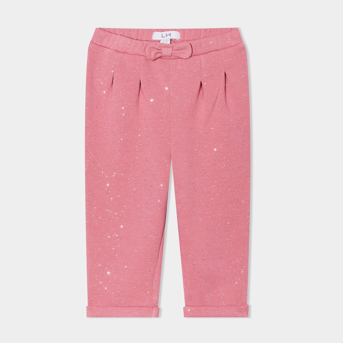 Pantalon jogging paillettes et noeud vieux rose bébé fille