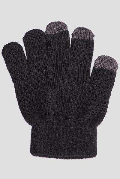 Gants avec bouts tactile noir garçon