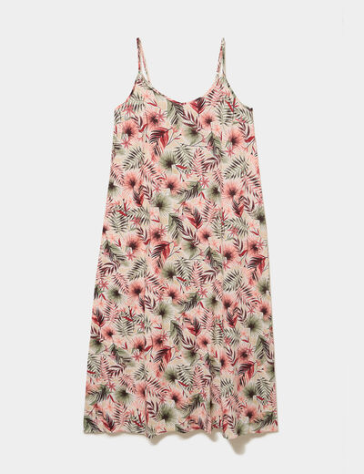Robe longue droite fluide &agrave; bretelles vert kaki femme