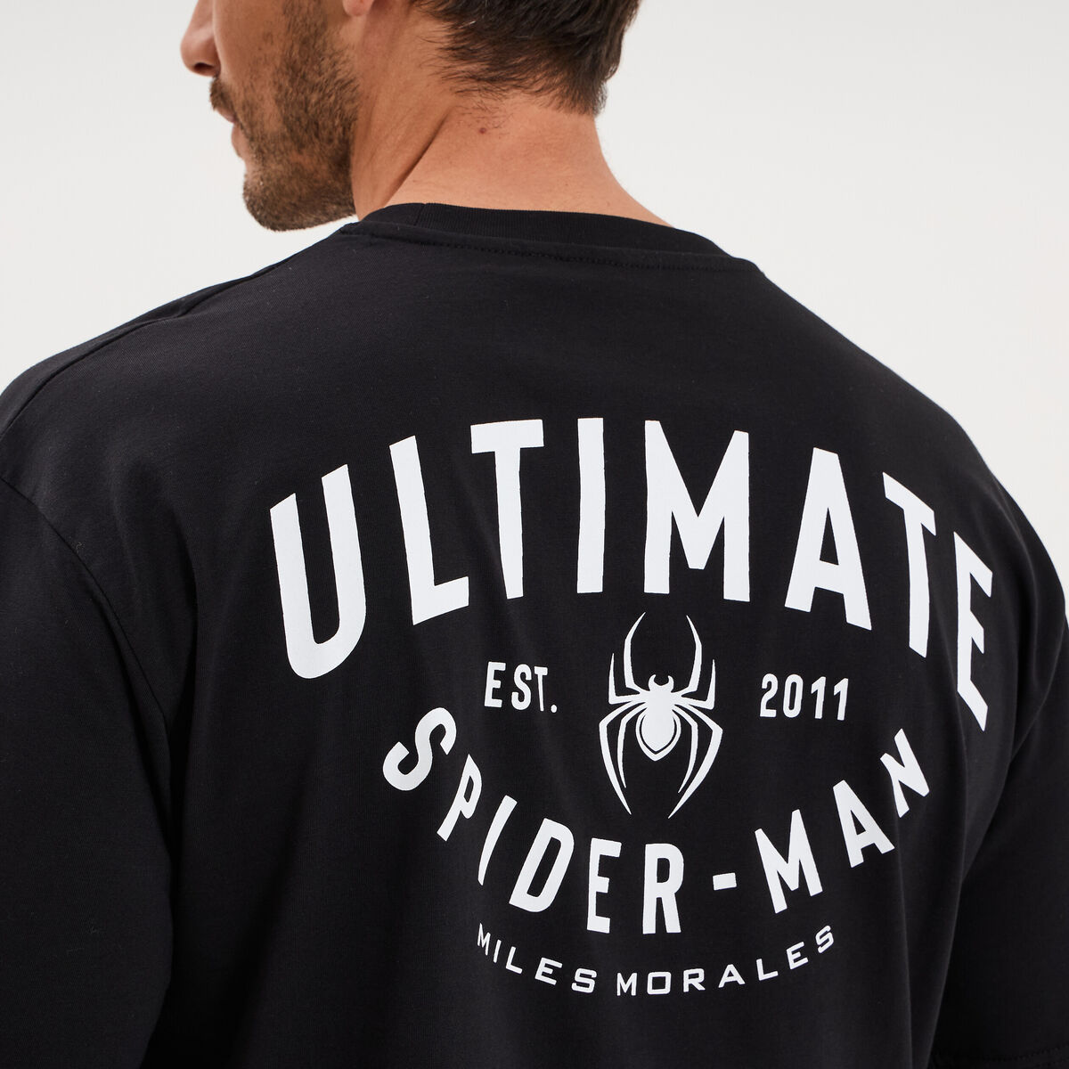 T-shirt relax manches courtes Spider-Man noir homme