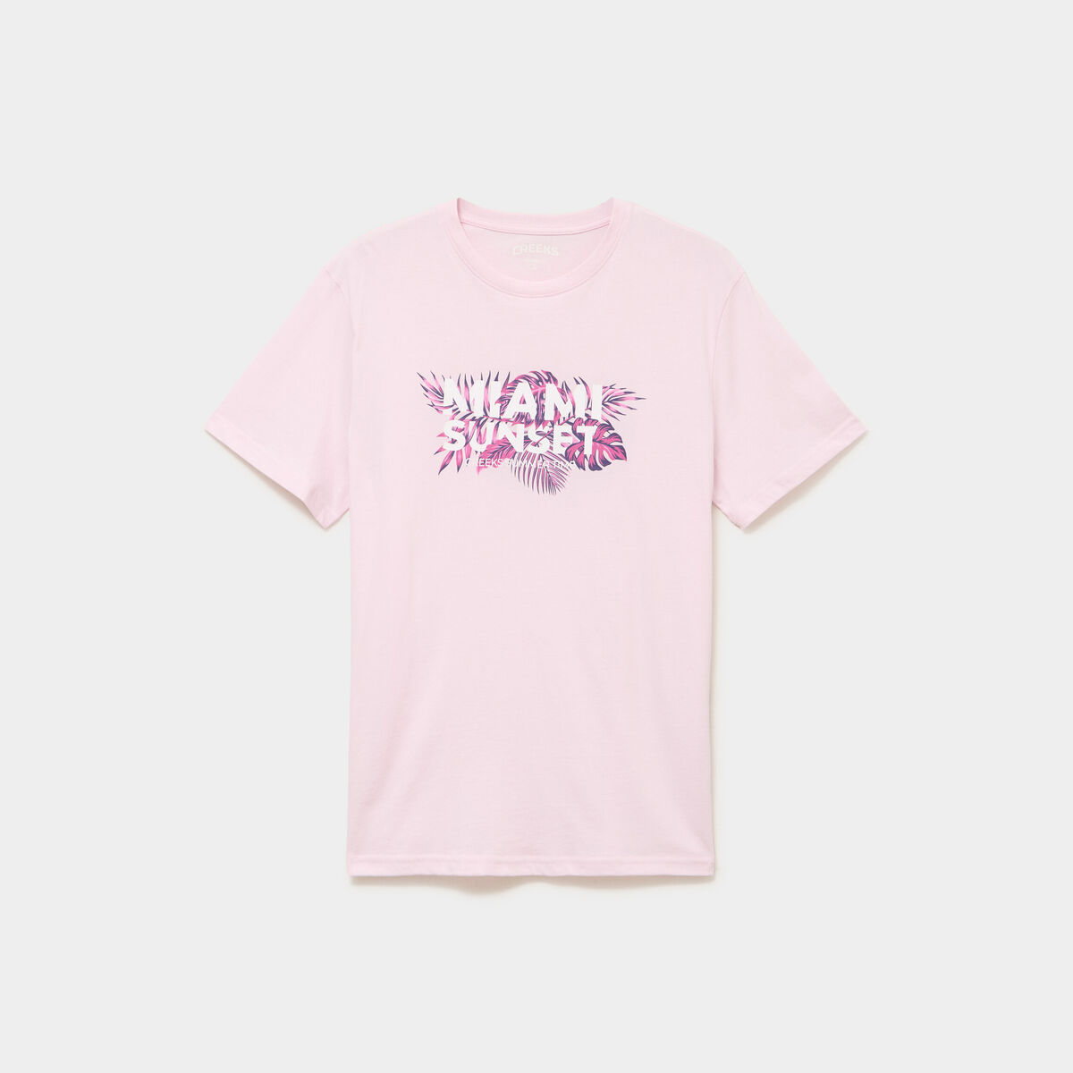 T-shirt col rond manches courtes coton rose clair homme