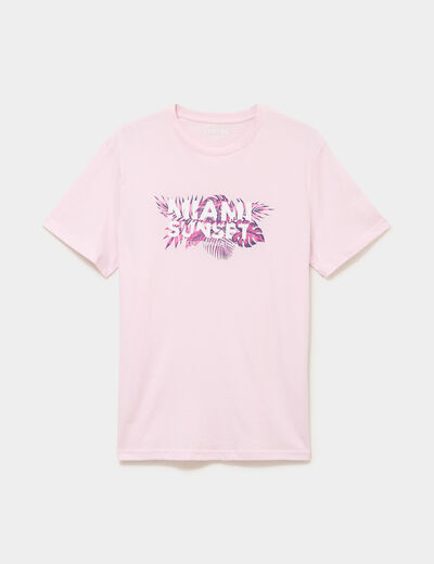 T-shirt col rond manches courtes coton rose clair homme