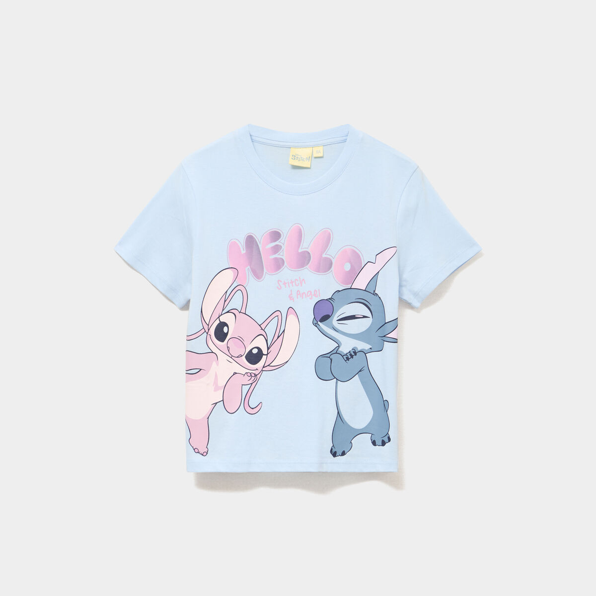 T-shirt manches courtes coton Stitch bleu clair fille