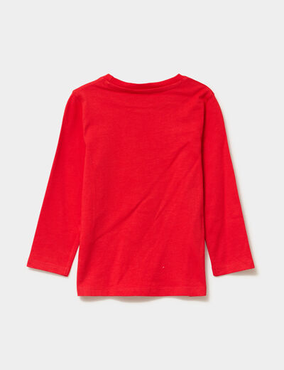 T-shirt manches longues No&euml;l Mickey rouge gar&ccedil;on
