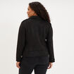 Blouson zipp&eacute; effet su&eacute;dine style biker noir femme grande taille