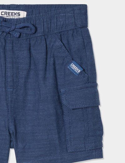 Short poches battle coton bleu marine bébé garçon