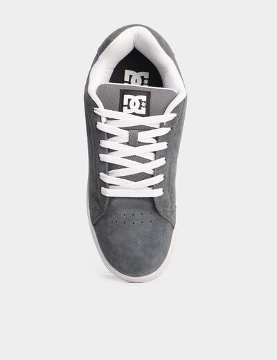 Tennis basses en cuir &agrave; lacets gris homme