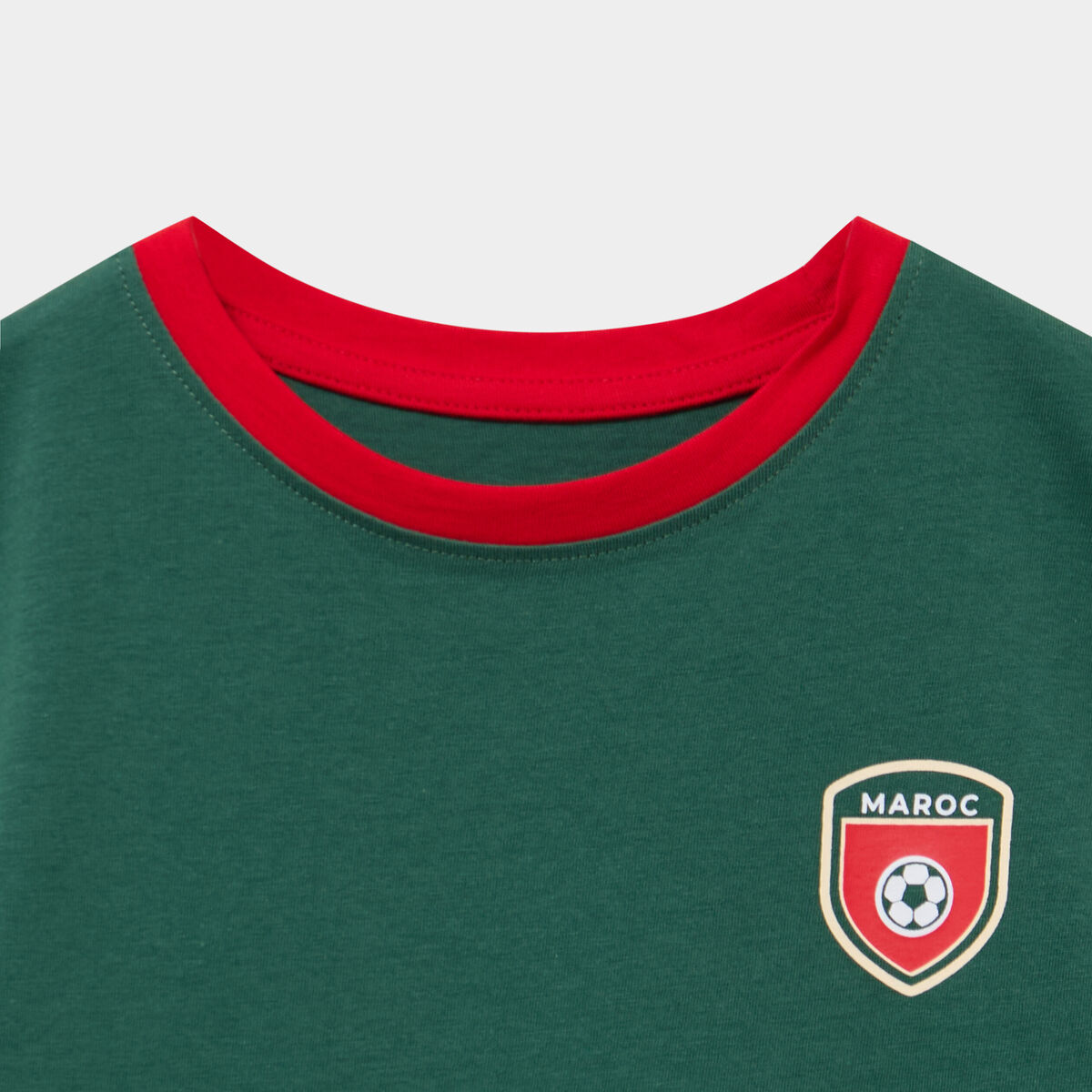 T-shirt maillot de football Maroc coton vert fille