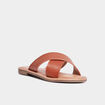 Mules brides larges crois&eacute;es marron femme