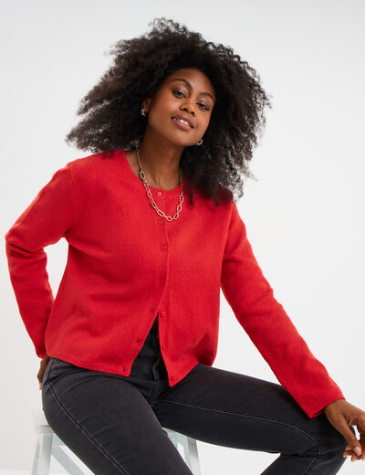 Gilet boutonné manches longues Creeks rouge femme