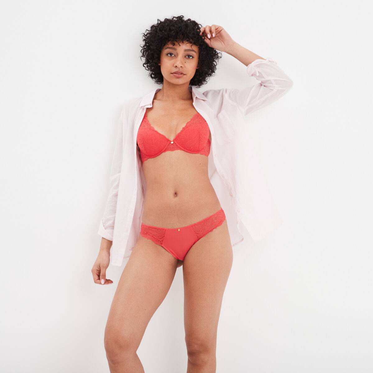 Soutien-gorge foulard paddé dentelle rose framboise femme
