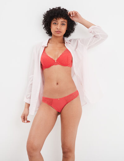Soutien-gorge foulard paddé dentelle rose framboise femme