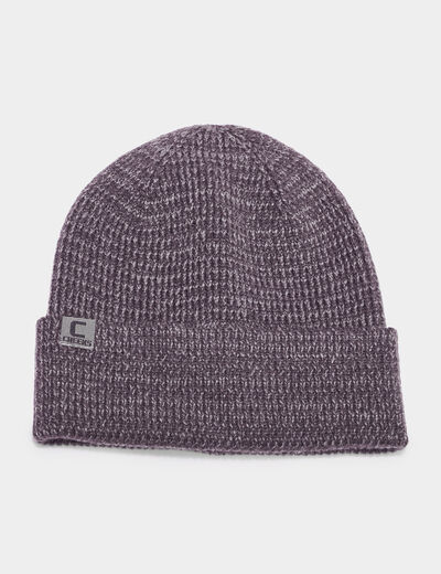 Bonnet avec bord &agrave; revers tricot&eacute; gris fonc&eacute; homme