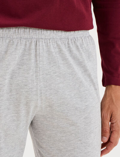 Ensemble pyjama pantalon et t-shirt bordeaux homme