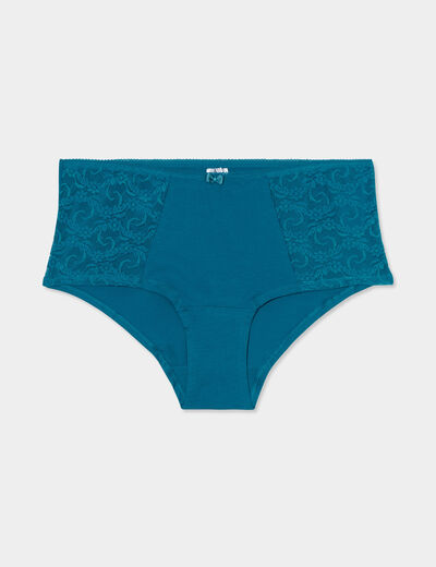 Shorty en coton bleu canard femme grande taille