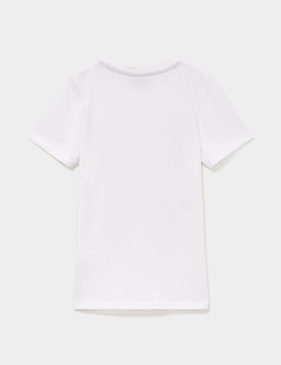 T-shirt manches courtes coton Sonic blanc gar&ccedil;on