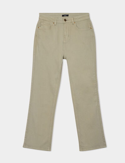 Pantalon flare 7/8ème taille haute vert kaki femme