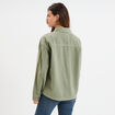 Veste surchemise oversize en jean coton vert kaki femme