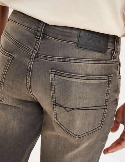 Bermuda droit &agrave; coulisse en jean denim gris homme