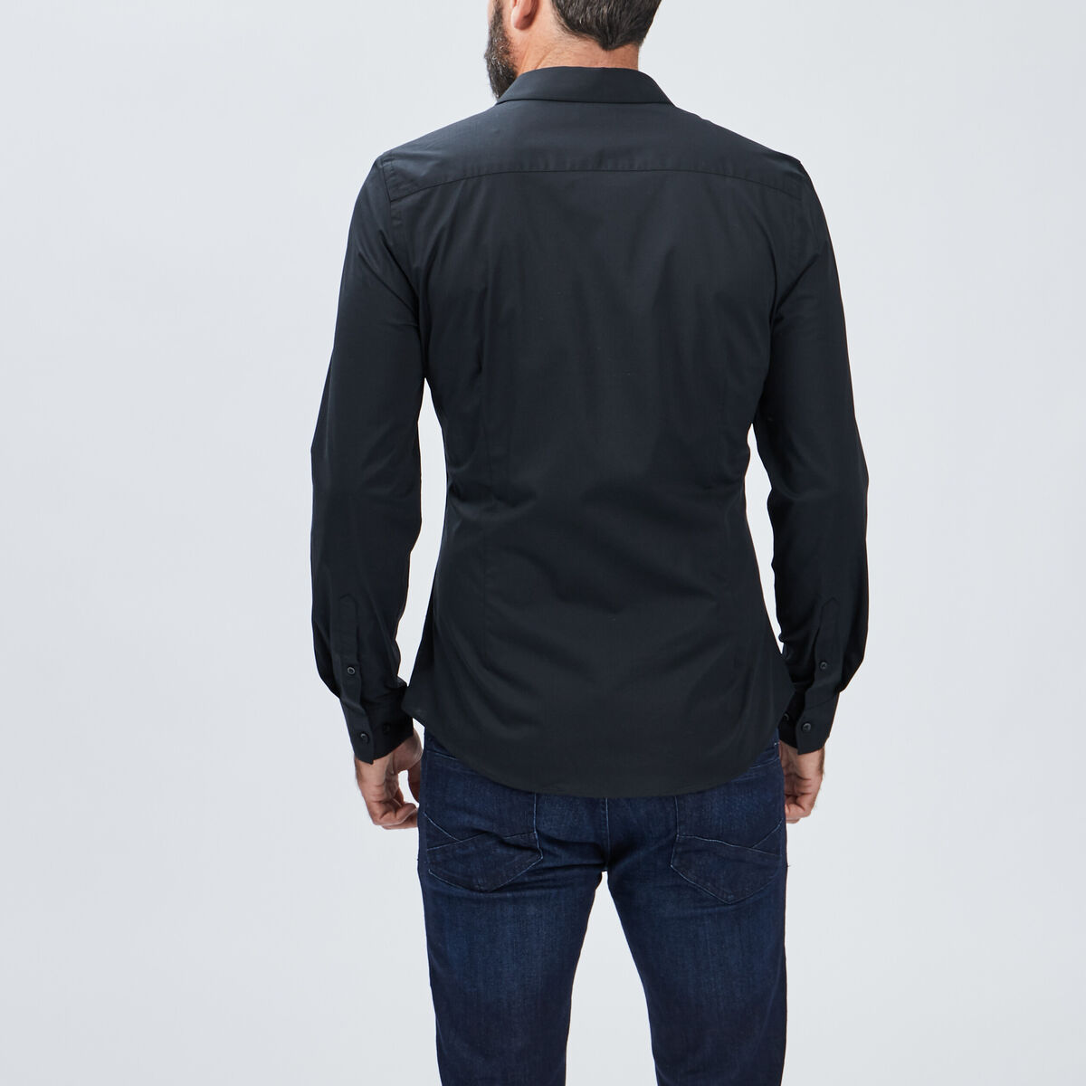 Chemise stretch manches longues noir homme