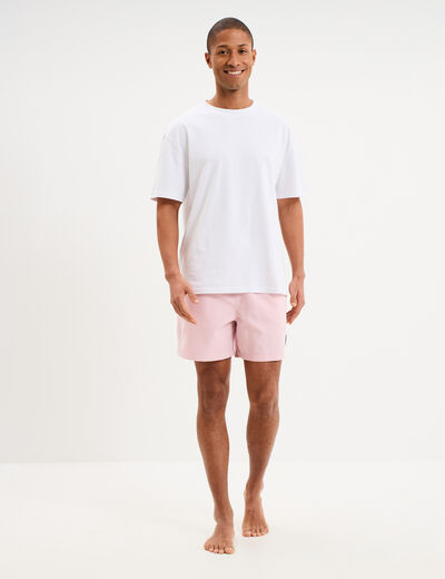 Short de bain droit taille &eacute;lastiqu&eacute;e rose homme