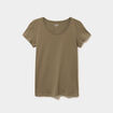 T-shirt coton col rond manches courtes vert kaki femme