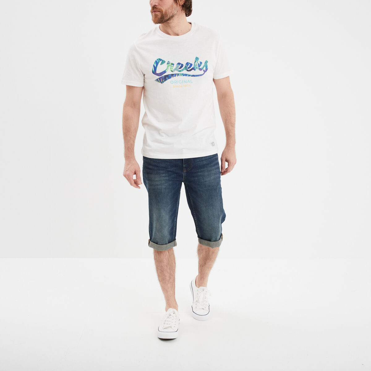 Bermuda regular en jean denim dirty homme
