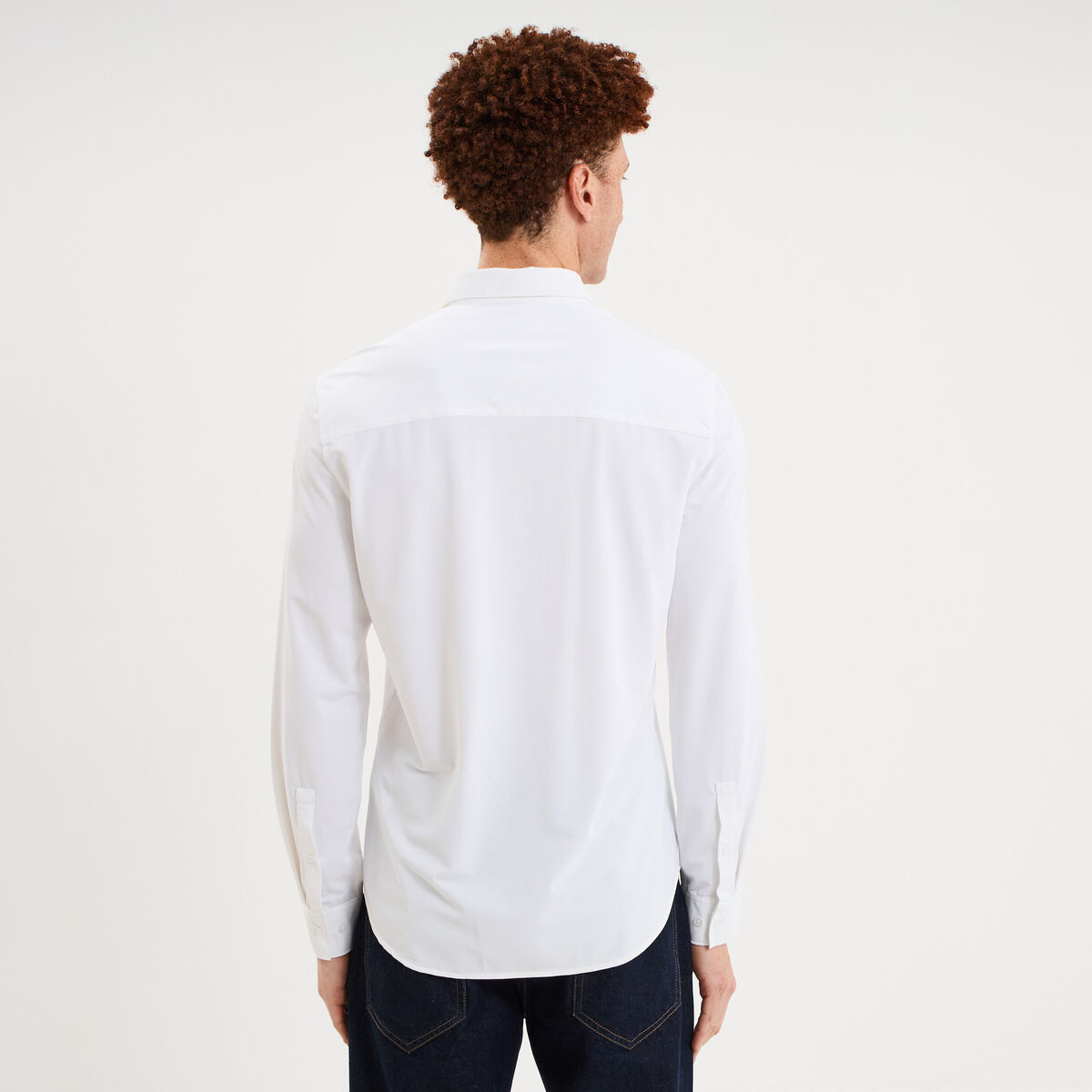 Chemise manches longues stretch blanc homme